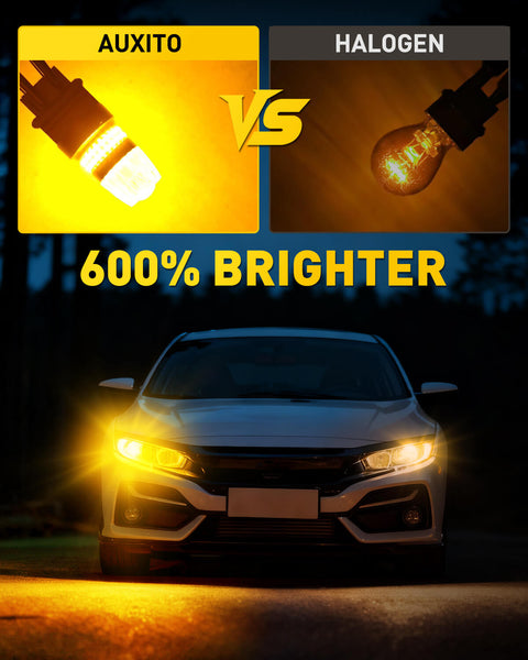AUXITO Latest 3157 LED Bulb Amber Turn Signal Bulb, 600% Brighter with Projector, Pack of 2