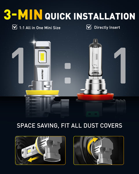 AUXITO M6 Series H11/H8/H16 LED Headlight Bulbs, 6500K Cool White