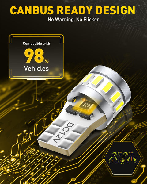 AUXITO Newest T10 W5W 194 168 LED Bulbs – 6500K White, Canbus Error-Free for Dome, Door, Map, Trunk, and License Plate Lights