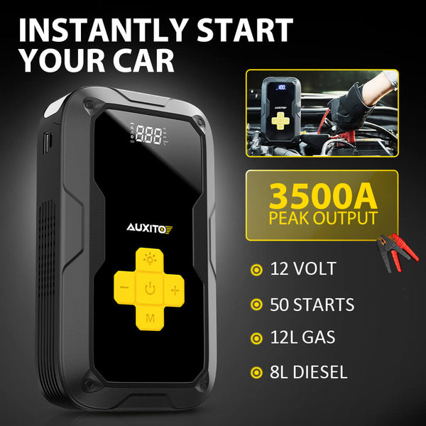 AUXITO Portable 3500A Jump Starter & Air Compressor, 150 PSI Tire Inflator, 12L for Gas & 8L Diesel Engines