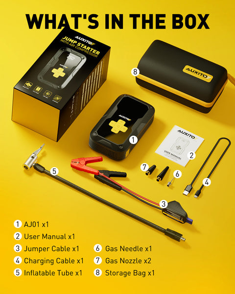 AUXITO Portable 3500A Jump Starter & Air Compressor, 150 PSI Tire Inflator, 12V for Gas & 8L Diesel Engines