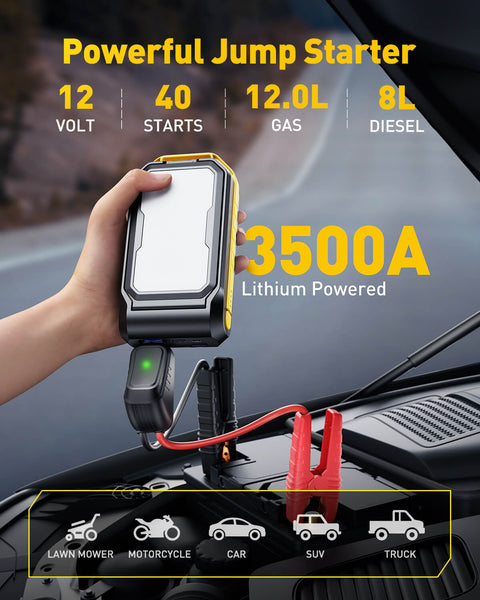 AUXITO Portable-Battery Jumper Box with Dual-Panel 4000LM LED Outdoor Camping Light