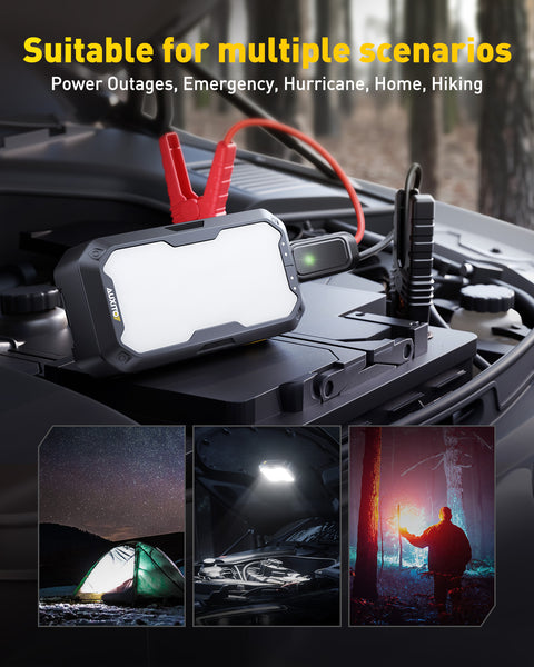 AUXITO Portable Car Jump Starter with LED Engine Bay Lighting – Perfect for Emergency & Outdoor Use