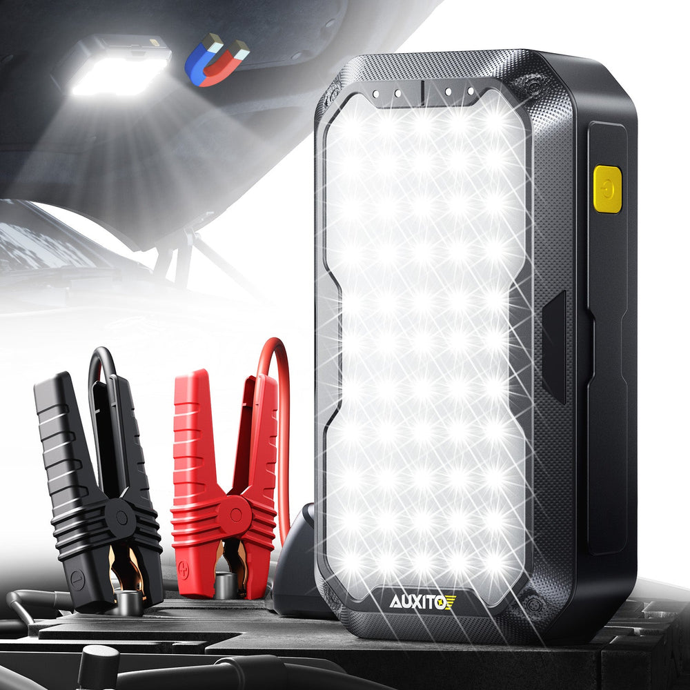AUXITO Portable Car Jump Starter with LED Engine Bay Lighting – Perfect for Emergency & Outdoor Use