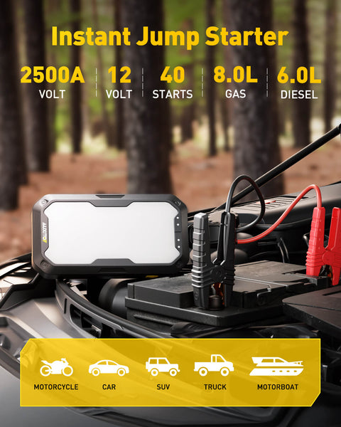 AUXITO Portable Car Jump Starter with LED Engine Bay Lighting – Perfect for Emergency & Outdoor Use