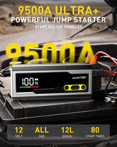 AUXITO T5 Portable 9500A Jump Starter, 12V Car Battery, Up to All Gas/All Diesel Engines