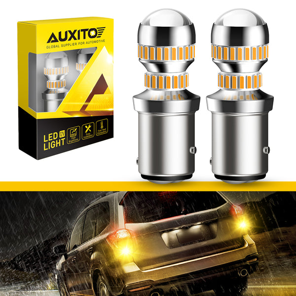 AUXITO Upgraded 1157 LED Bulb Amber Yellow 400% Super Bright 2057 2357 7528 BAY15D LED Replacement Light Kit for Front Rear Turn Signal Light Blinker Parking DRL Tail Lights