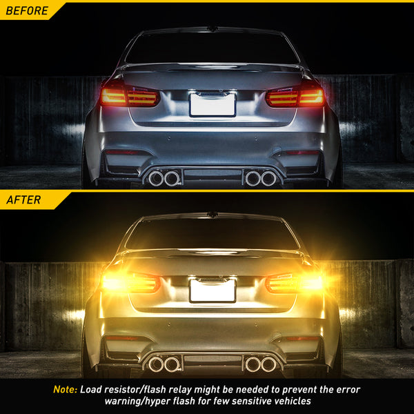 AUXITO Upgraded 1157 LED Bulb Amber Yellow 400% Super Bright 2057 2357 7528 BAY15D LED Replacement Light Kit for Front Rear Turn Signal Light Blinker Parking DRL Tail Lights