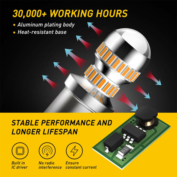 AUXITO Upgraded 1157 LED Bulb Amber Yellow 400% Super Bright 2057 2357 7528 BAY15D LED Replacement Light Kit for Front Rear Turn Signal Light Blinker Parking DRL Tail Lights