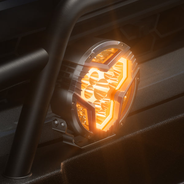 AUXITO X-Plore 1 Series | 7" Round Off-Road LED Auxiliary Spot/Driving Light (Combo) with Switchback DRL - 3000K Amber