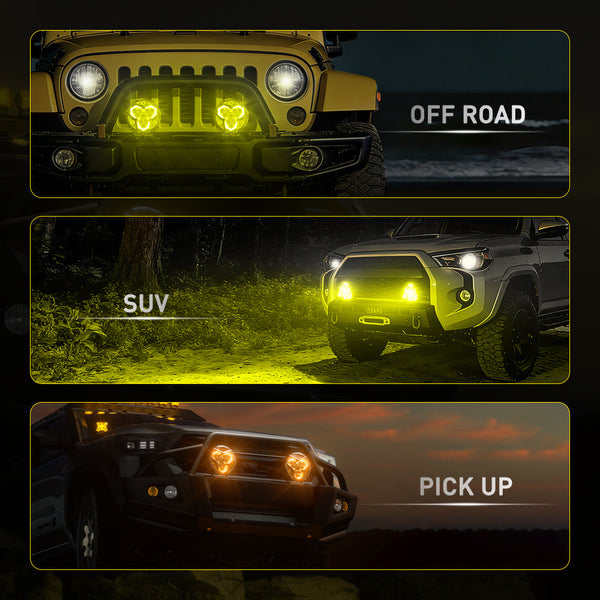 AUXITO X-Plore 1 Series | 7" Round Off-Road LED Auxiliary Spot/Driving Light (Combo) with Switchback DRL - 3000K Amber