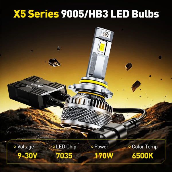 AUXITO X5 Series 9005/HB3 LED Headlight Bulbs, 32000LM 170W