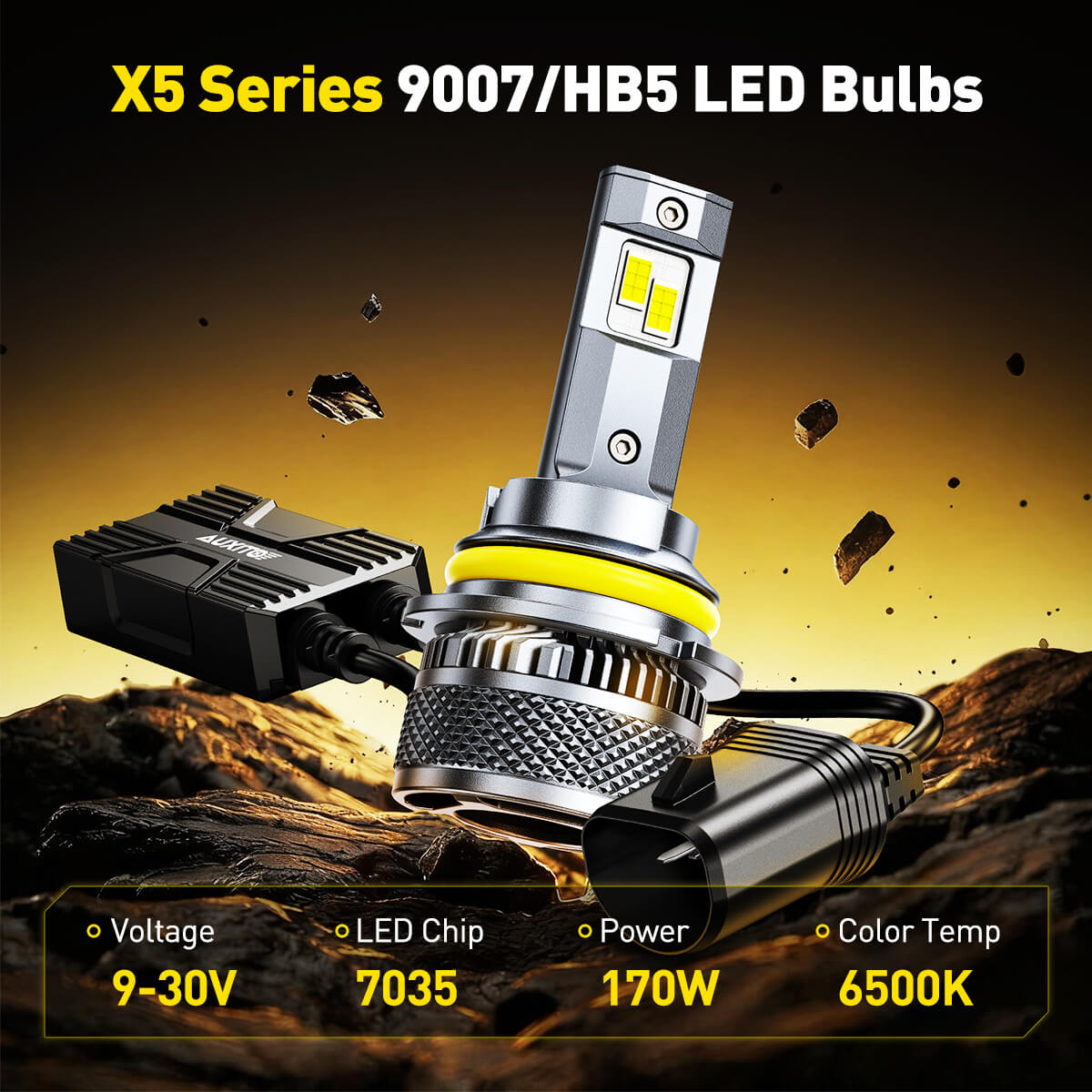 AUXITO X5 Series 9007 HB5 LED Headlight Bulbs, 32000LM 170W