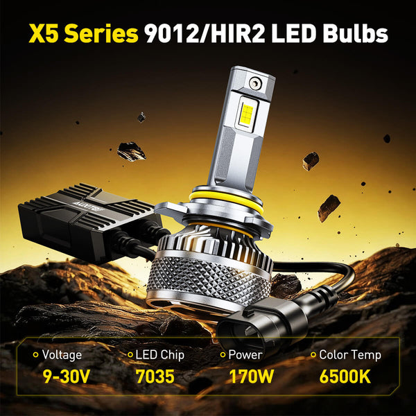 AUXITO X5 Series 9012/HIR2 LED Headlight Bulbs, 32000LM 170W