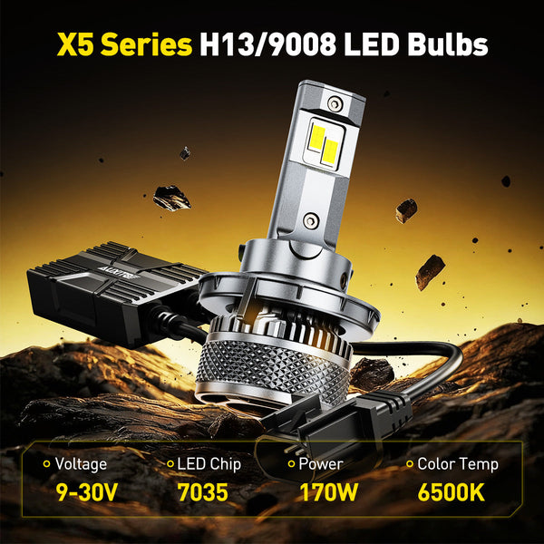 AUXITO X5 Series H13 9008 LED Headlight Bulbs, 32000LM 170W