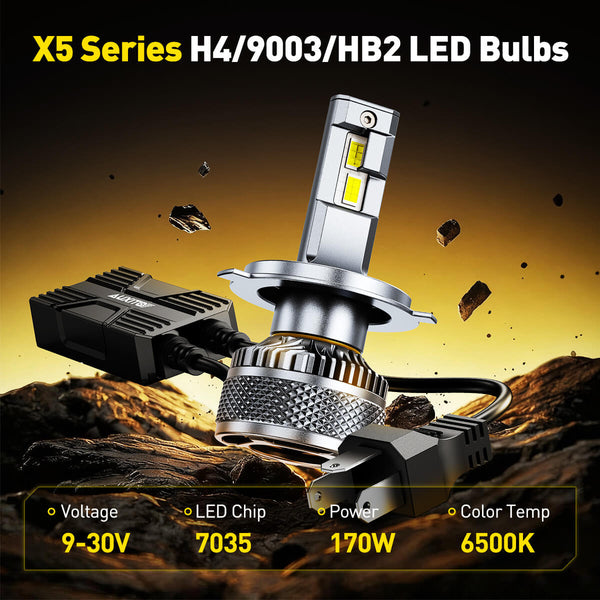 AUXITO X5 Series H4 HB2 9003 LED Headlight Bulbs, 32000LM 170W