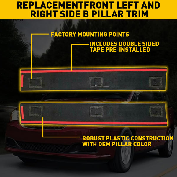 B Pillar Door Pillar Trim For 2008-2020 Dodge Grand Caravan, 2008-2016 Chrysler Town & Country