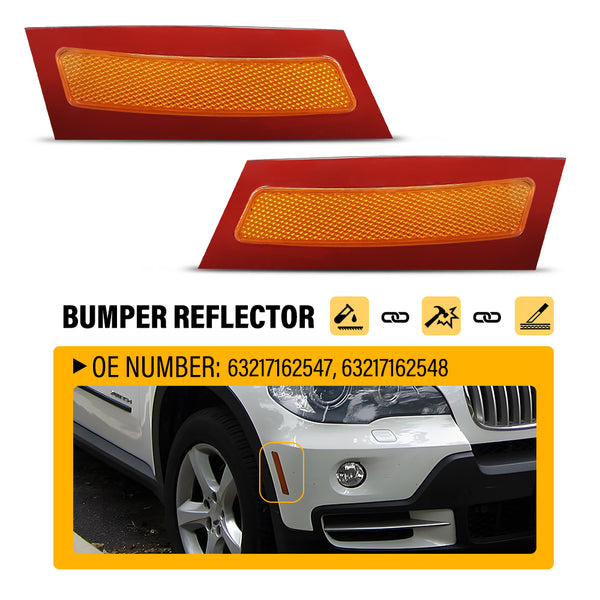 Bumper Reflector Side Marker Light for BMW X5 E70 2007-2010, Amber