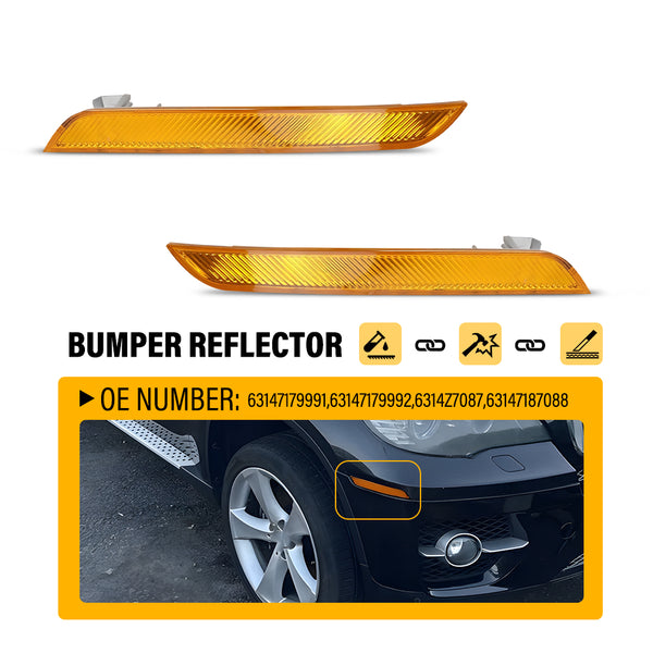 Bumper Reflector Side Marker Light for BMW X6 E71/E72 2008-2014, Amber