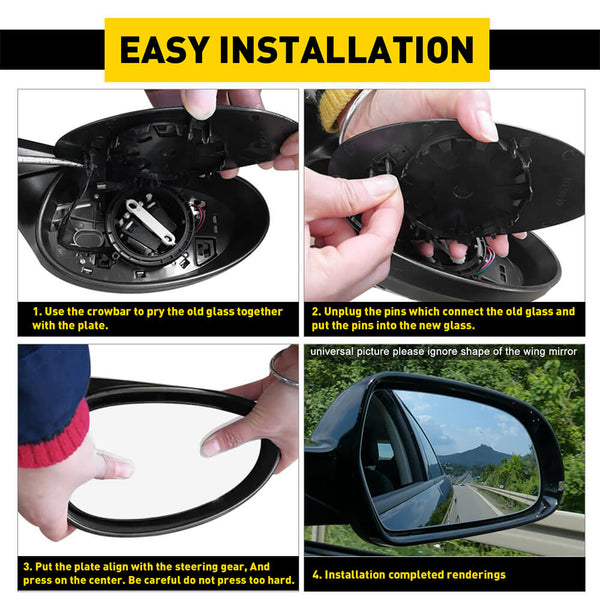 Car Rearview Side Heated Mirror Glass for Audi A3 A4 A5 S4 S5, Left and Right Side