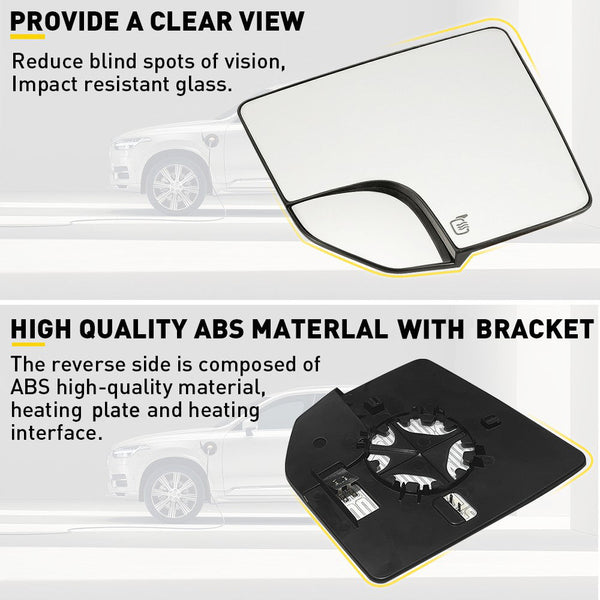 Car Rearview Side Heated Mirror Glass with Blind Spot Glass for 2015-2020 Ford F150