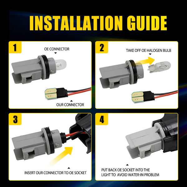 Clear Dynamic LED Side Marker Light for Lexus SC430/IS300 2001-2005, Front Bumper