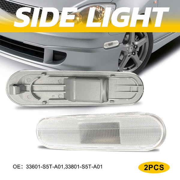 Clear LED Side Marker Light Housing for Honda Civic 2002-2005, Front/Rear