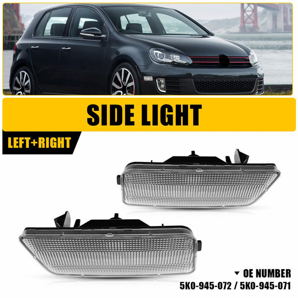 Clear LED Side Marker Light Housing for Volkswagen MK6 GTI 2010-2014, Front
