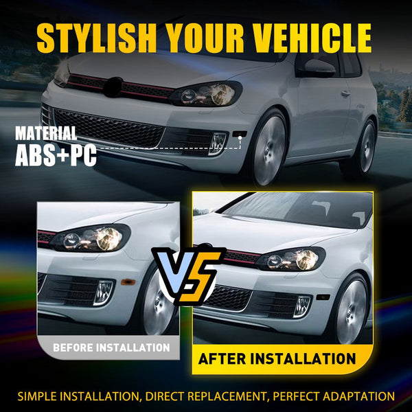 Clear LED Side Marker Light Housing for Volkswagen MK6 GTI 2010-2014, Front