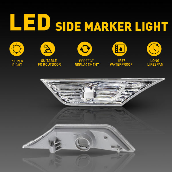 Clear LED Side Marker Light with Bulbs for Honda Civic 2016-2021, Front Bumper