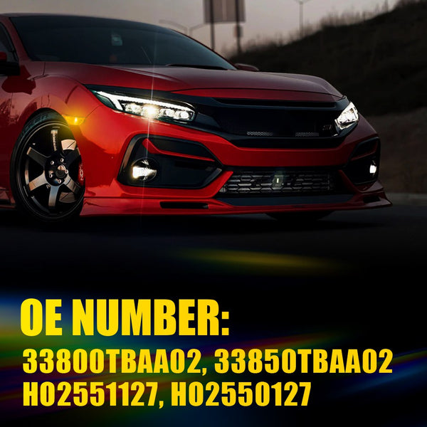 Clear LED Side Marker Light with Bulbs for Honda Civic 2016-2021, Front Fender