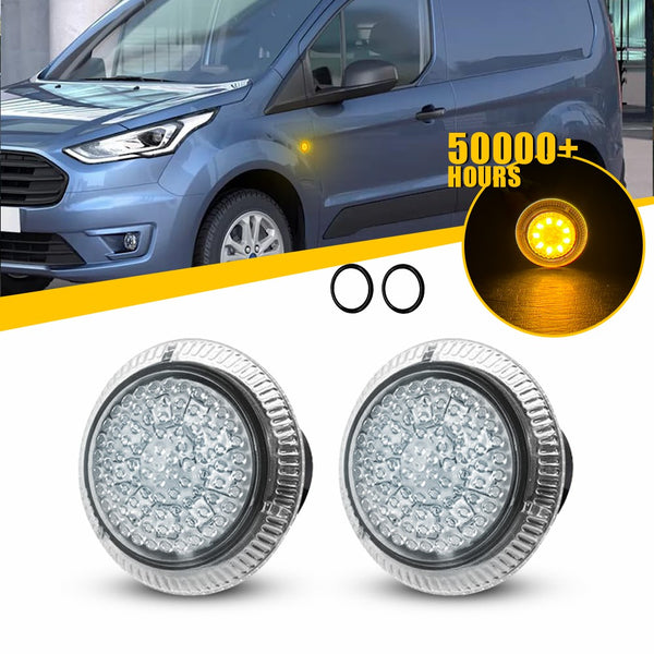 Clear Lens Amber LED Side Marker Light for Ford Transit Connect 2010-2021, Front