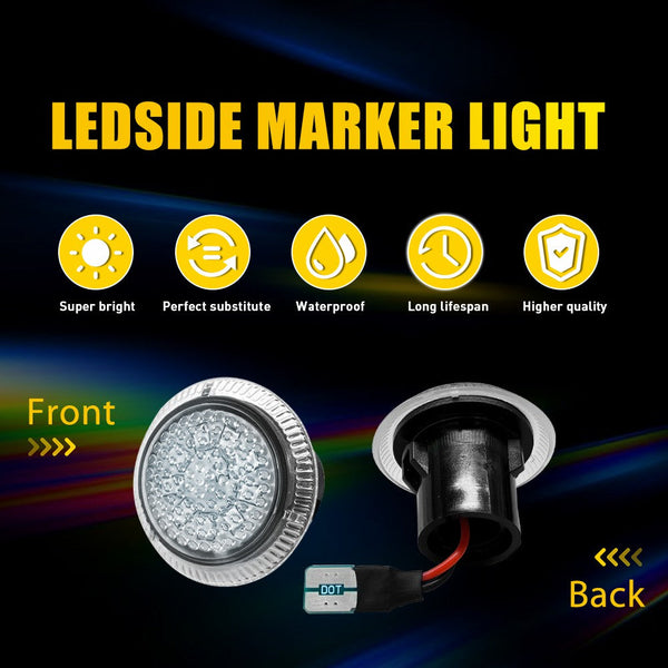 Clear Lens Amber LED Side Marker Light for Ford Transit Connect 2010-2021, Front