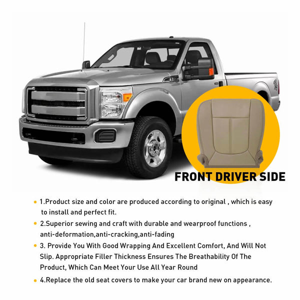 Driver Side Bottom Perforated Leather Seat Cover Fits 2011 - 2016 Ford F250 / F350 / F450 / F550