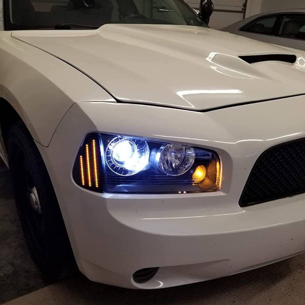 Dynamic Sequential LED Corner Light Front Side Marker Light 3 Row LED Strips for 2006-2010 Dodge Charger