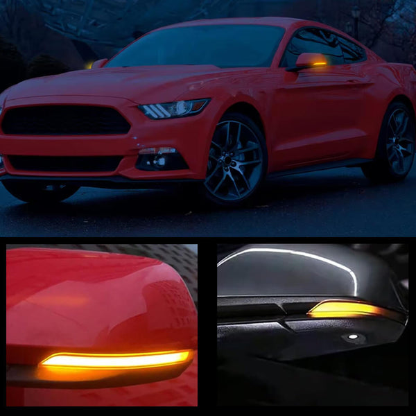 For 2015-2022 Ford Mustang LED Side Mirror Turn Signal Light Lamps with Dynamic Amber Lighting
