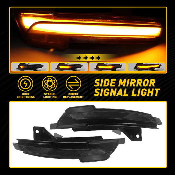 For 2015-2022 Ford Mustang LED Side Mirror Turn Signal Light Lamps with Dynamic Amber Lighting