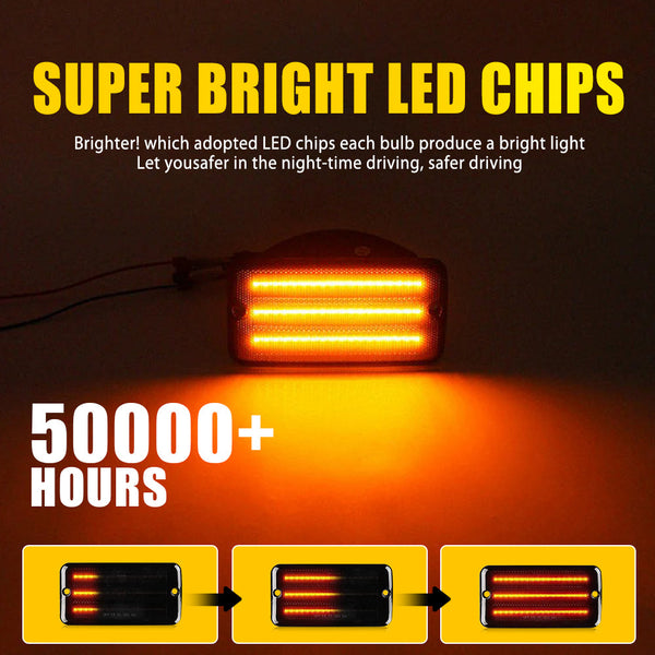 Front Fender LED Side Marker Light for Jeep Wrangler 1997-2006, Amber, Smoked Lens