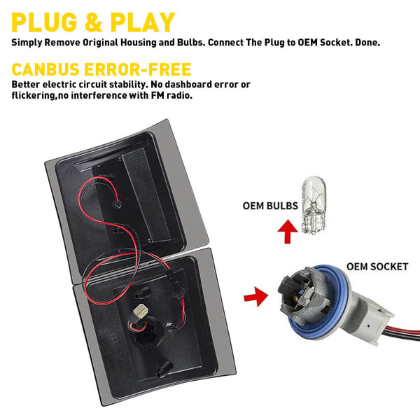 Full LED 4PC Dynamic Amber Corner Light Side Marker Lights For 94-99 Chevrolet C/K 1500 2500 3500, 95-99 Tahoe, 1994 Blazer