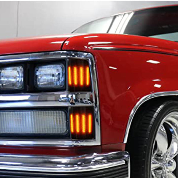 Full LED 4PC Dynamic Amber Corner Light Side Marker Lights For 94-99 Chevrolet C/K 1500 2500 3500, 95-99 Tahoe, 1994 Blazer