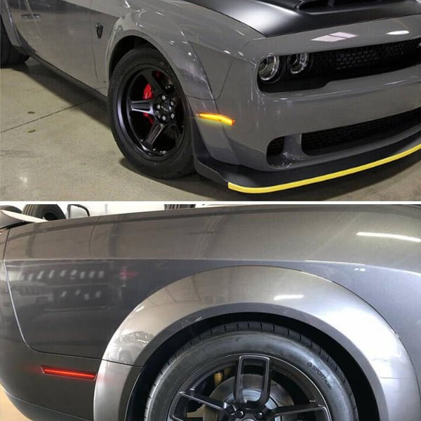 Full LED Side Marker Lights for 2018-2022 Dodge Challenger SRT, R/T Widebody Models, Smoke Shell Front & Rear Bumper