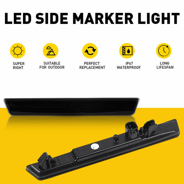 Full LED Side Marker Lights for 2018-2022 Dodge Challenger SRT, R/T Widebody Models, Smoke Shell Front & Rear Bumper