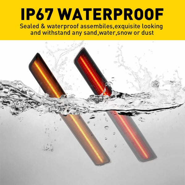 Full LED Side Marker Lights for 2018-2022 Dodge Challenger SRT, R/T Widebody Models, Smoke Shell Front & Rear Bumper