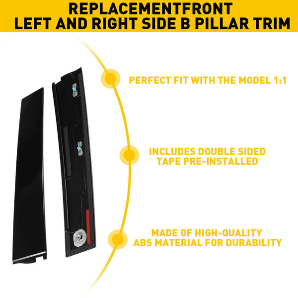 Gloss Black B Pillar Door Trim Molding for 2015-2020 Cadillac, Chevy and GMC