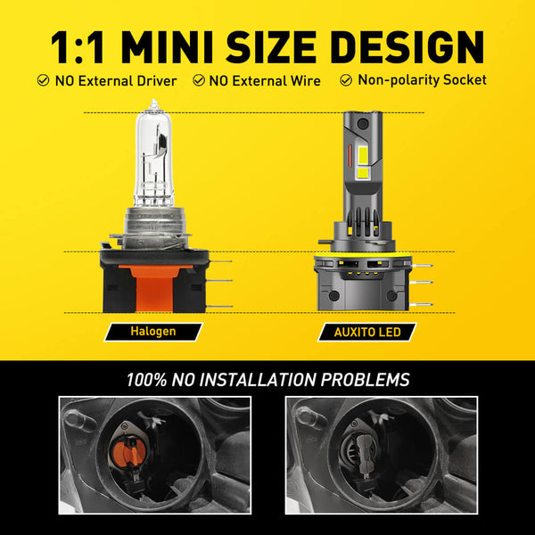 H15 LED Headlight Bulbs High Beam No Adapter Required 30W 10000LM