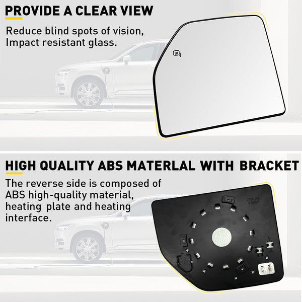 Heated Mirror Glass for 2015-2021 Ford F150 Models, 2017-2022 Ford F250 F350 F450 F550 SD -Upper and Lower Mirror Glass