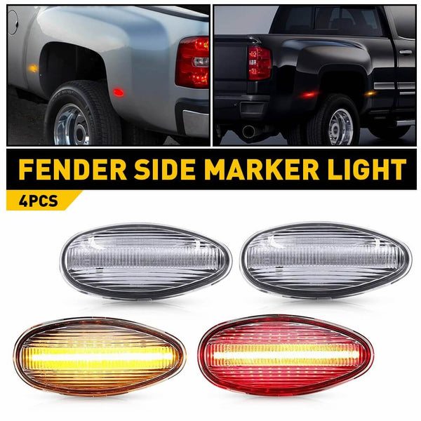 LED Fender Side Marker Light For 1999-2014 Chevrolet Silverado, GMC Sierra 2500HD 3500HD with Dually Bed Model Only