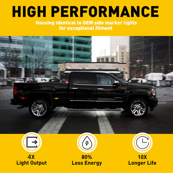 LED Fender Side Marker Light For 1999-2014 Chevrolet Silverado, GMC Sierra 2500HD 3500HD with Dually Bed Model Only