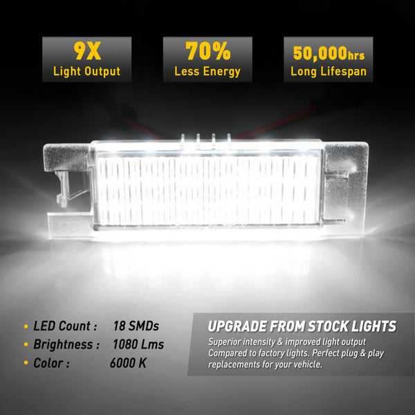LED License Plate Light For Chevrolet 2014-2021 Camaro, 2013-2015 Malibu, 2016 Malibu Limited and 2011-2019 Volt 6000K Xenon White