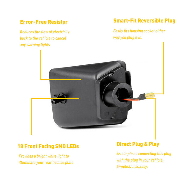 LED License Plate Lights For 2004-2012 Chevrolet Colorado, GMC Canyon, 5500K 18 LEDs/Unit